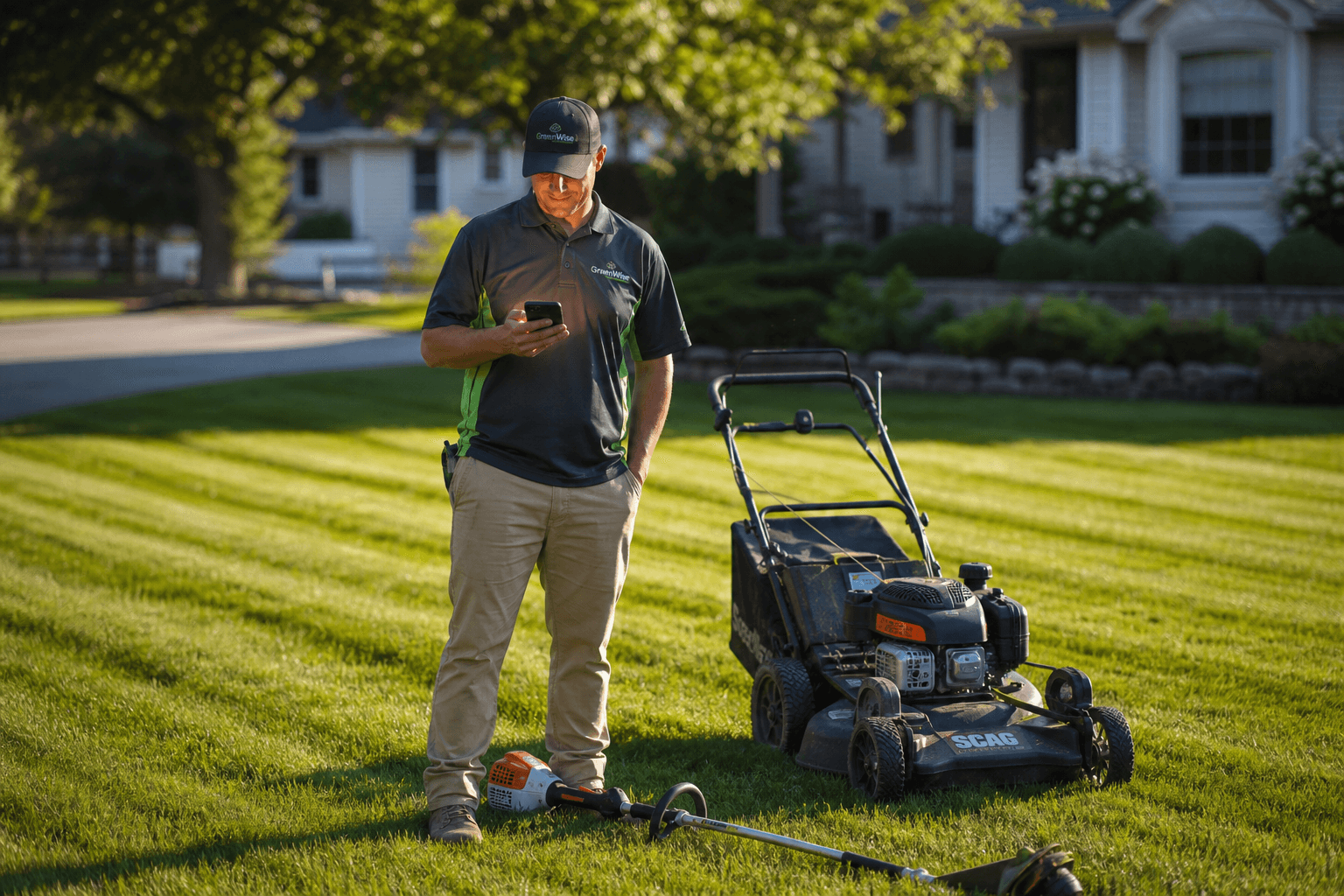 Lawn care owner using dyia